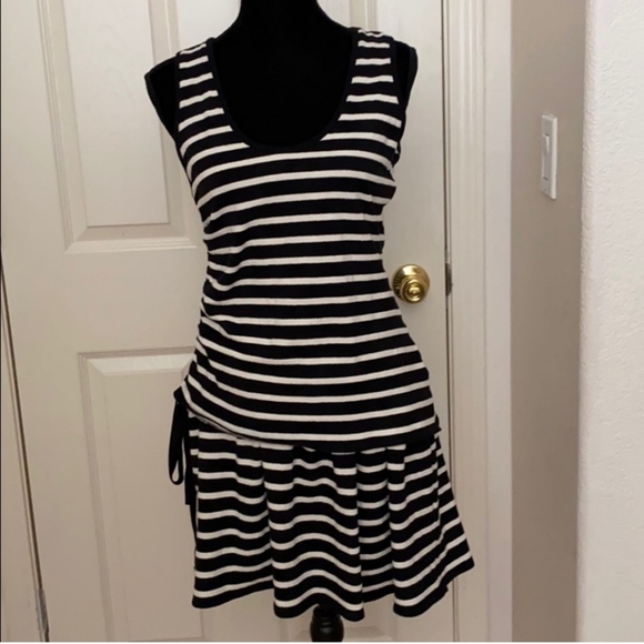 Derek Lam 10 Crosby, Striped Sleeveless Ruched Dress, Medium - Picture 2 of 8